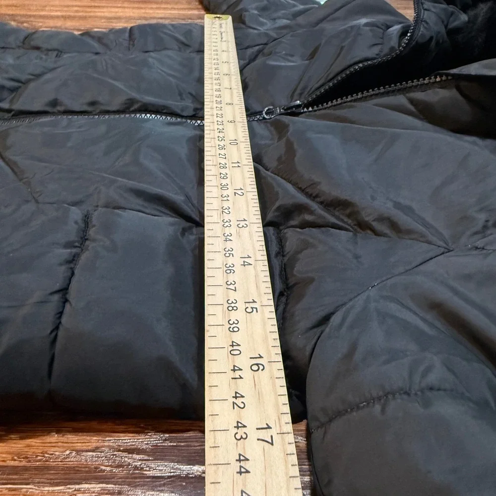 Swiss Tech Kids Black Puffer Jacket Hooded Coat Full Zip Size M 7-8 Boys Girls